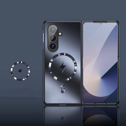 Smartphone with a metallic ring on a reflective surface